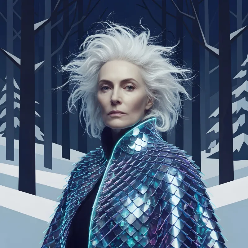 illustrations-fantasy-portraits · Portrait Of Lady Em With Wild White Hair