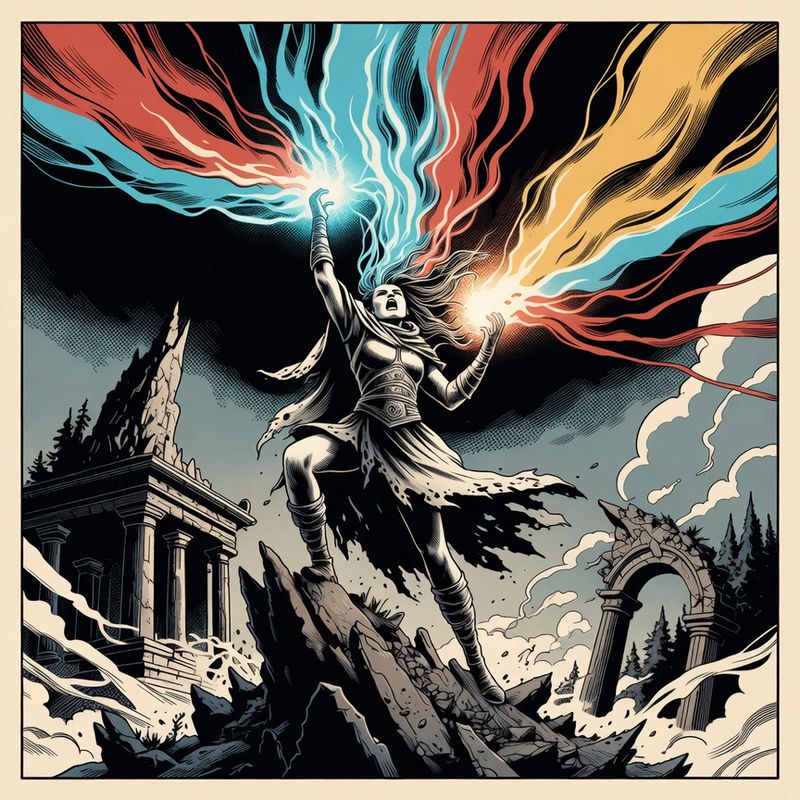 illustrations-fantasy-royalty · A Powerful Young Sorceress Raising Brilliant Streams Of
