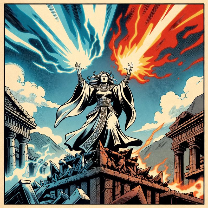 illustrations-fantasy-royalty · A Powerful Young Sorceress Raising Brilliant Streams Of