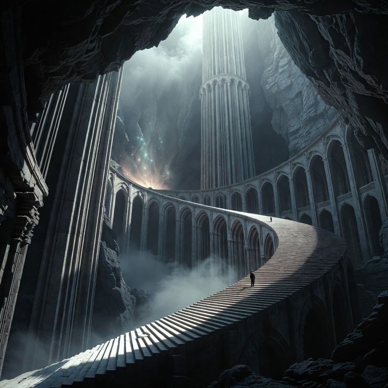 illustrations-landscape · Tower Of A Timeless Sorcerer Extending Beyond Sight