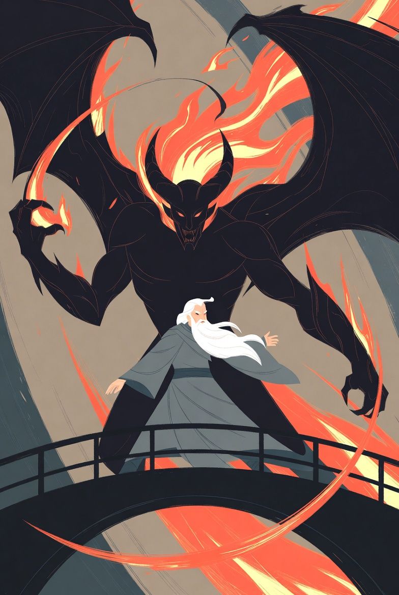 illustrations-fantasy · gandalf · facing · balrog