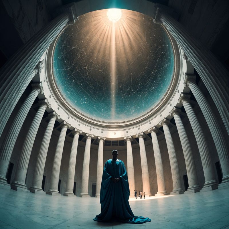 illustrations-fantasy-royalty · Royal Advisor In Magnificent Blue Silk Standing Beneath