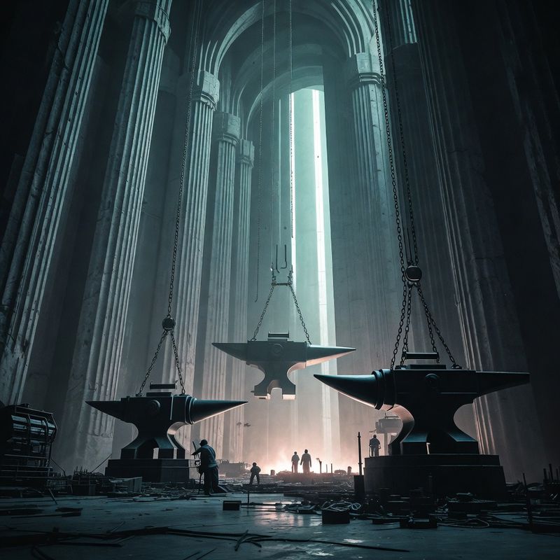 illustrations-fantasy-warriors · Hall Where Titans Forged Legendary Weapons Mountain Sized