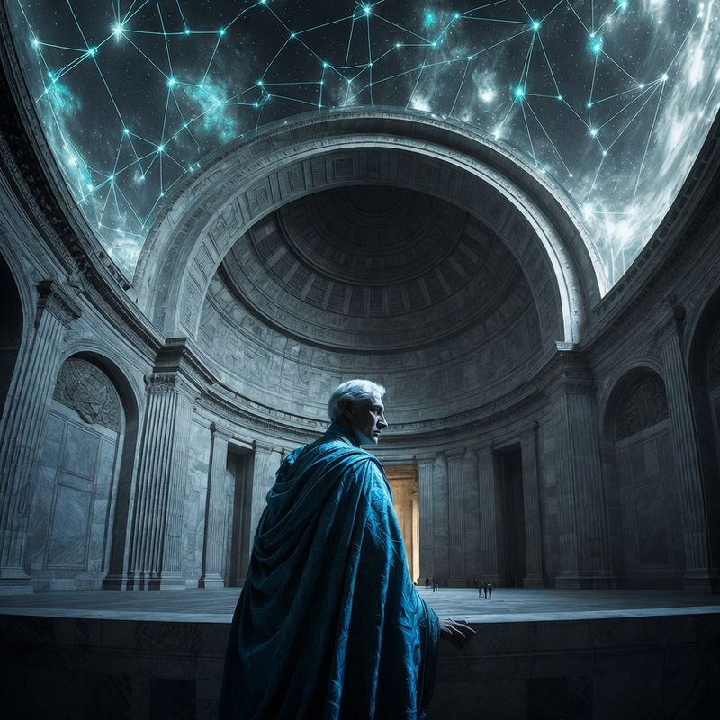 illustrations-fantasy-royalty · Royal Advisor In Magnificent Blue Silk Standing Beneath