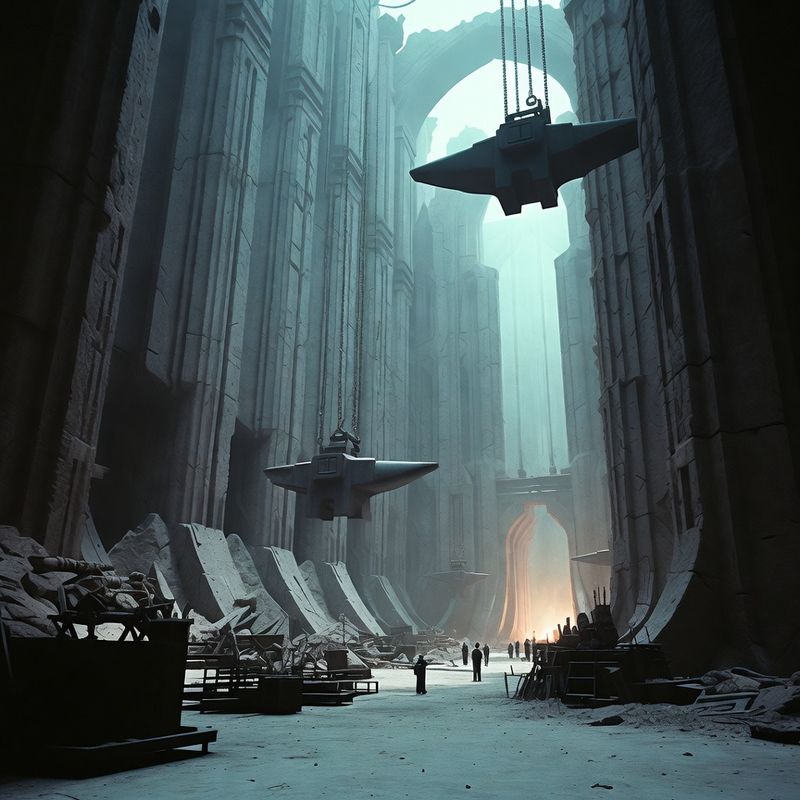illustrations-fantasy-warriors · Hall Where Titans Forged Legendary Weapons Mountain Sized