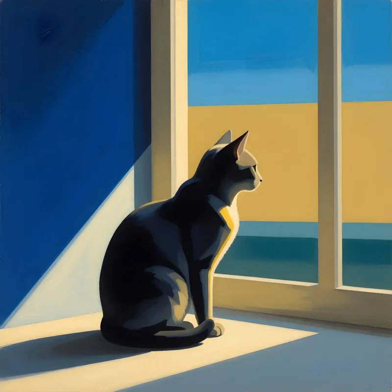 illustrations-things · A Cat And The Window In The Style