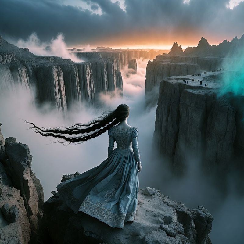 illustrations-fantasy-portraits · A Young Woman With An Impossibly Long Dark