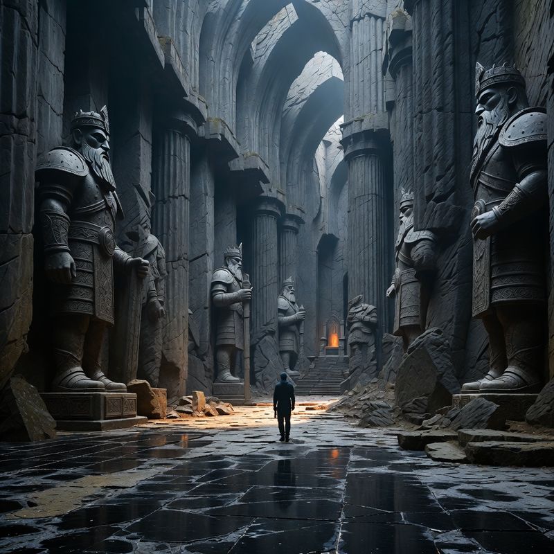 illustrations-landscape · Forgotten Dwarven Throne Hall Abandoned For Centuries Colossal