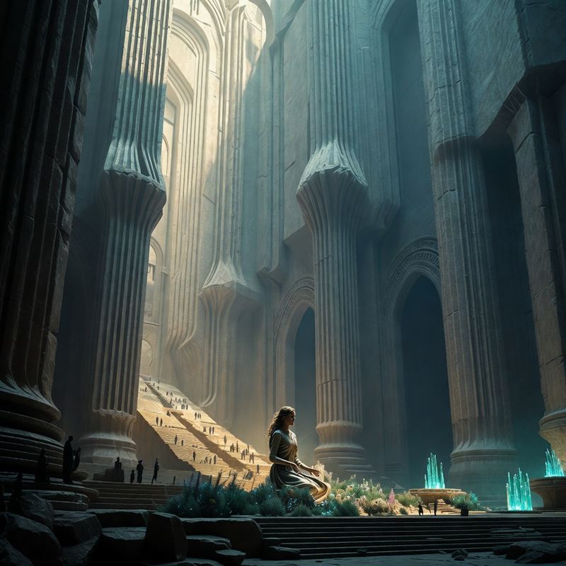 illustrations-fantasy-royalty · Graceful Healer Kneeling Inside An Ancient Sanctuary Filled