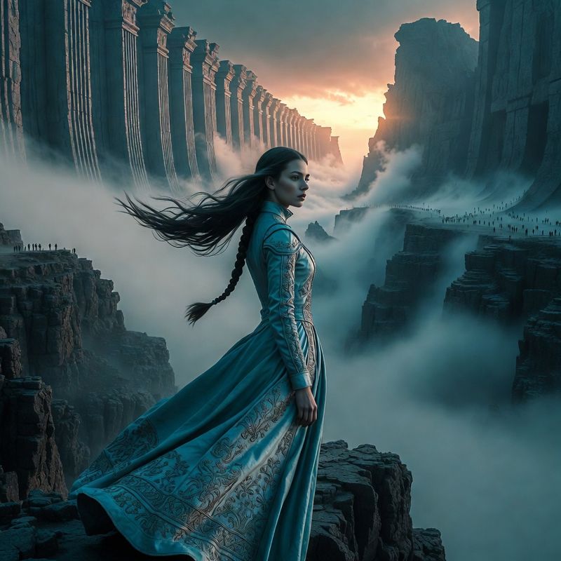 illustrations-fantasy-portraits · A Young Woman With An Impossibly Long Dark