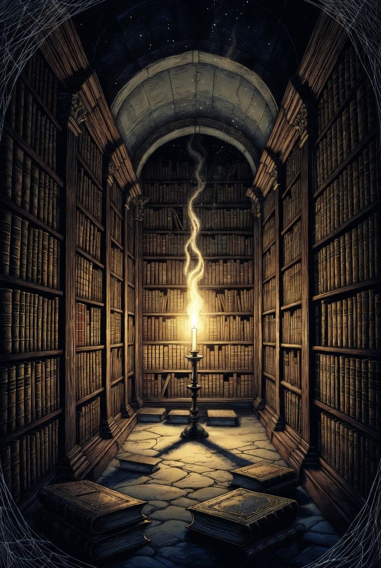 illustrations-fantasy · ancient · library · filled