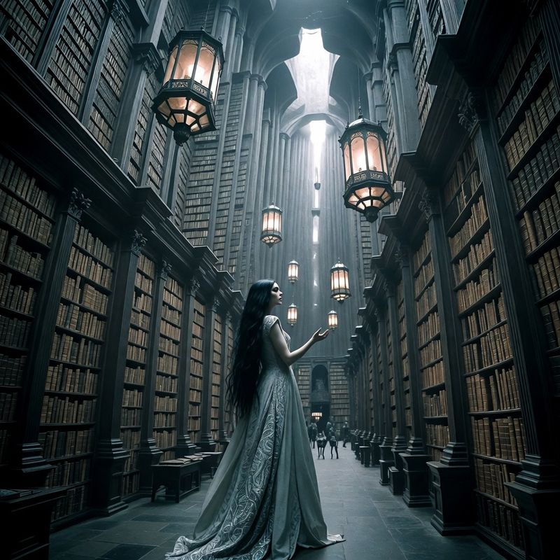 illustrations-fantasy-royalty · Elegant Woman With Raven Black Hair Standing Inside