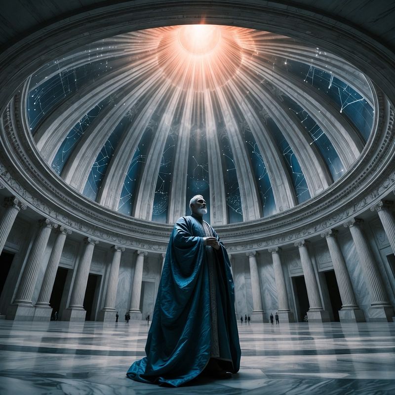 illustrations-fantasy-royalty · Royal Advisor In Magnificent Blue Silk Standing Beneath