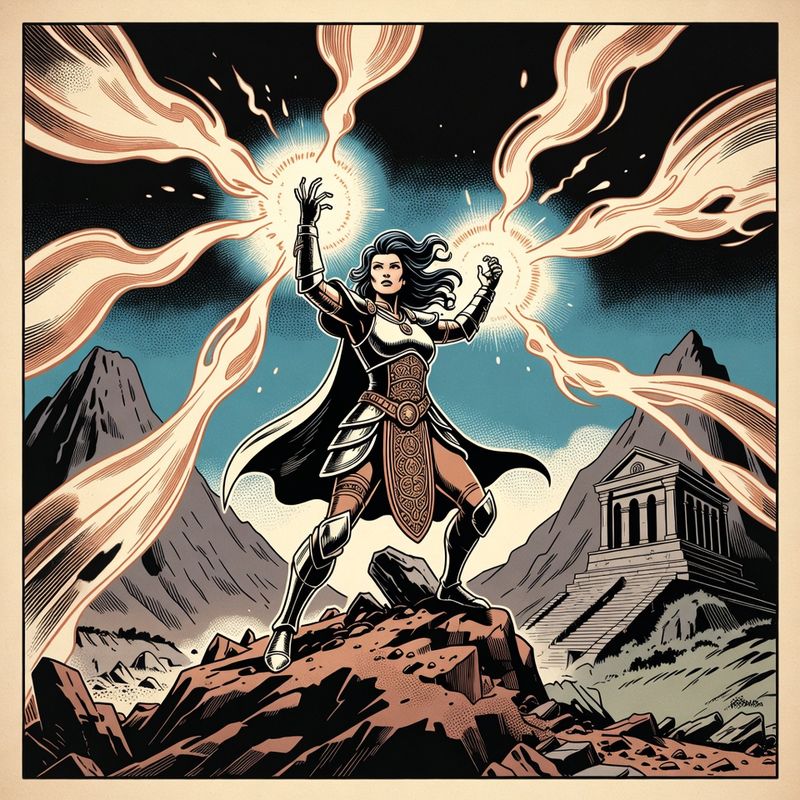 illustrations-fantasy-royalty · A Powerful Young Sorceress Raising Brilliant Streams Of