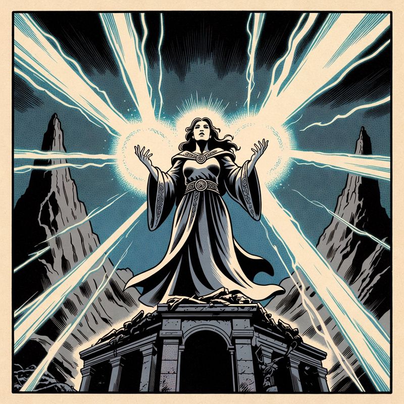 illustrations-fantasy-royalty · A Powerful Young Sorceress Raising Brilliant Streams Of