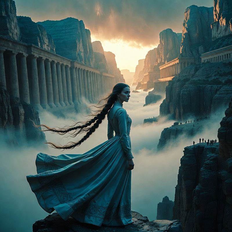 illustrations-fantasy-portraits · A Young Woman With An Impossibly Long Dark