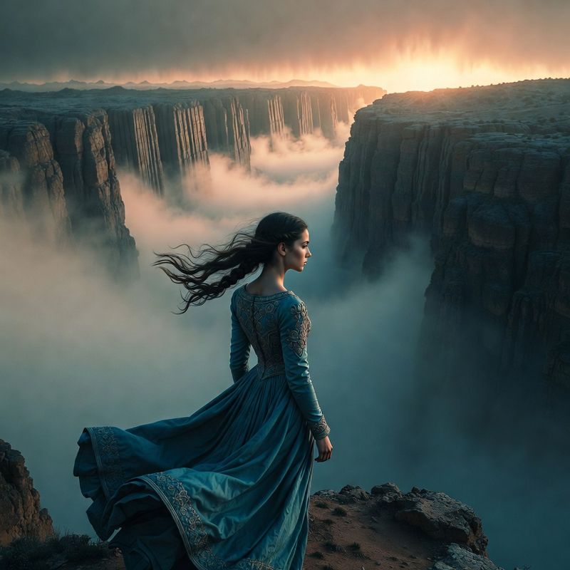 illustrations-fantasy-portraits · A Young Woman With An Impossibly Long Dark