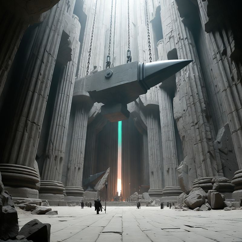 illustrations-fantasy-warriors · Hall Where Titans Forged Legendary Weapons Mountain Sized