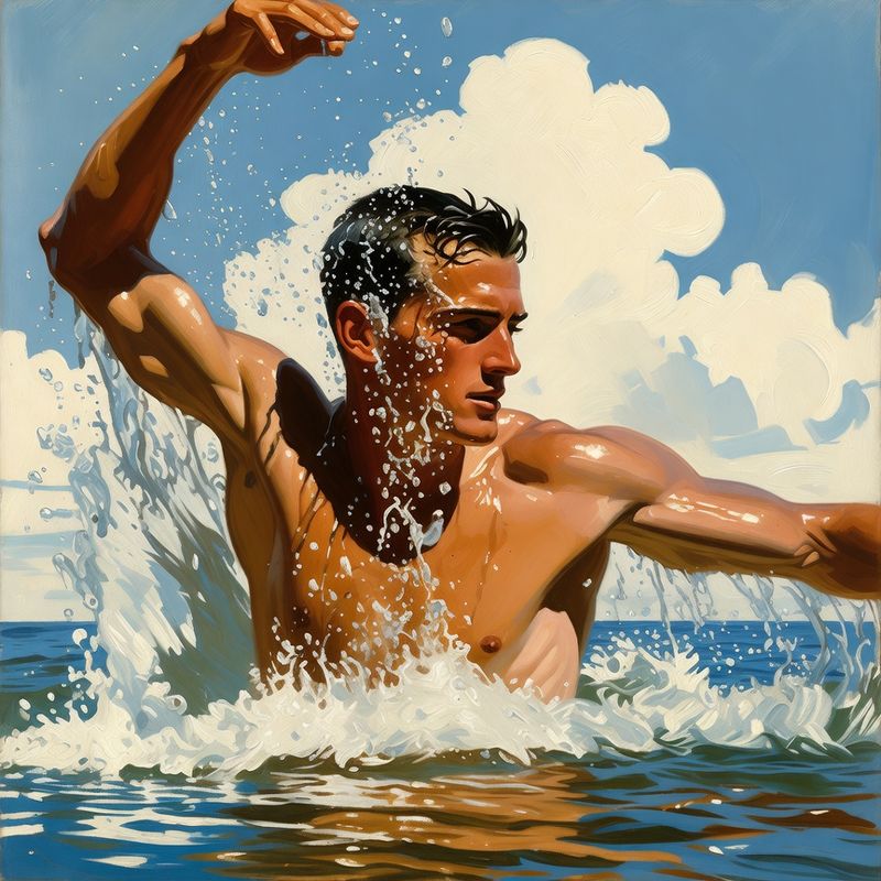photos-sports-editorial · Norman Rockwell Style — Swimmer