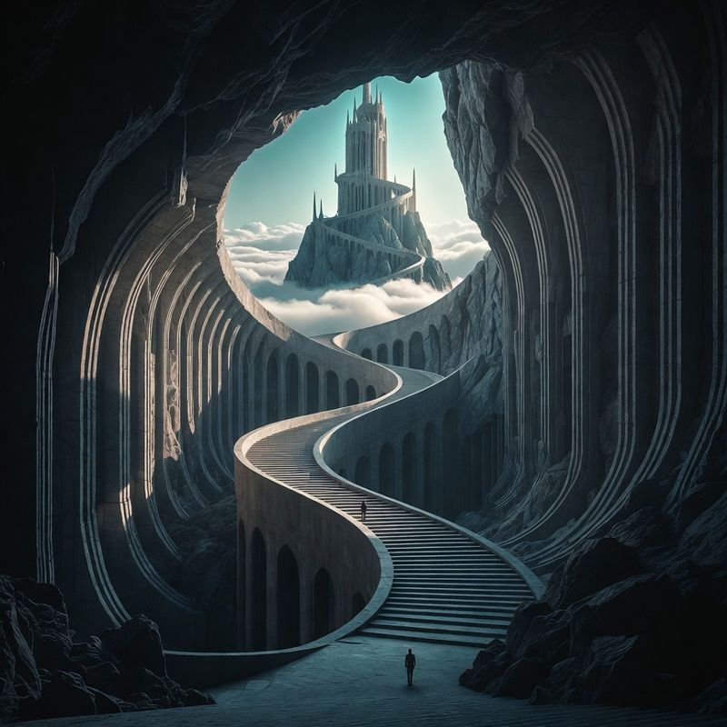 illustrations-landscape · Tower Of A Timeless Sorcerer Extending Beyond Sight