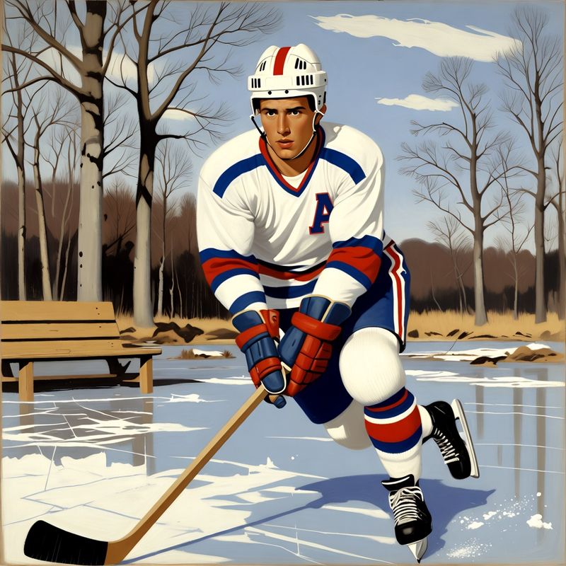photos-sports-editorial · Norman Rockwell Style — Hockey Player