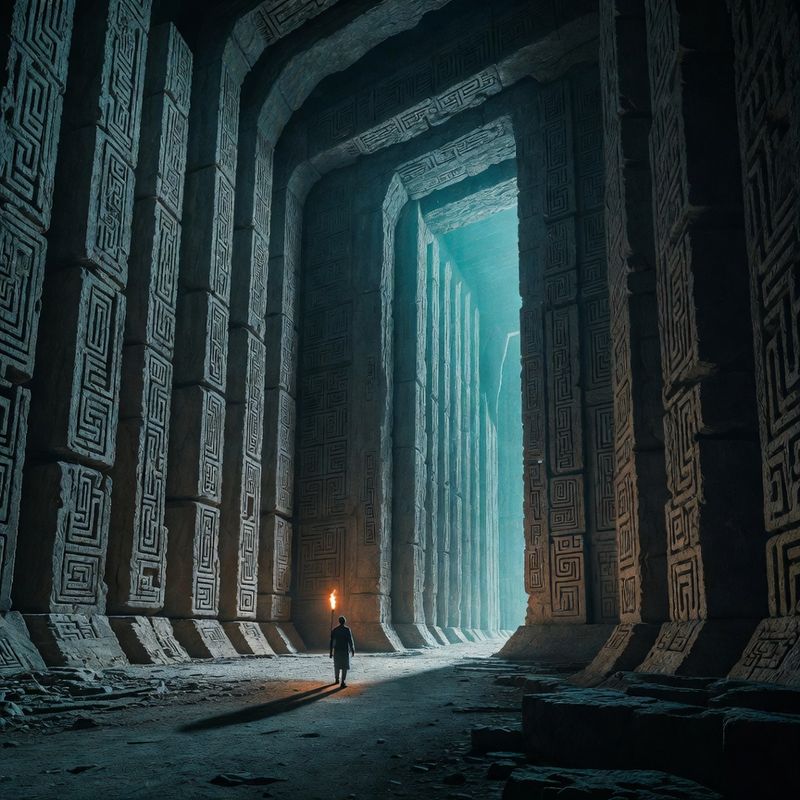 illustrations-landscape · Ancient Labyrinth Beneath A Cursed Kingdom Monumental Corridors