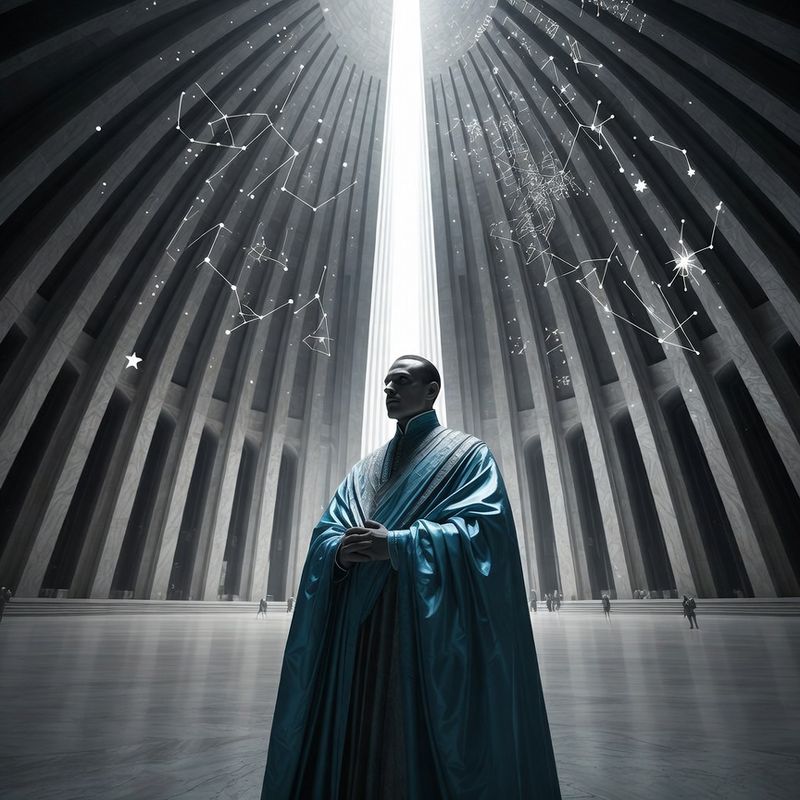 illustrations-fantasy-royalty · Royal Advisor In Magnificent Blue Silk Standing Beneath
