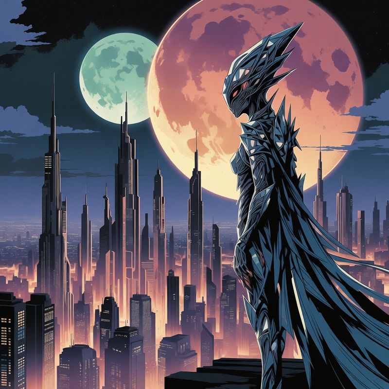 illustrations-scifi-mecha · Alien Queen With Elegant Crystalline Armor Overlooking A