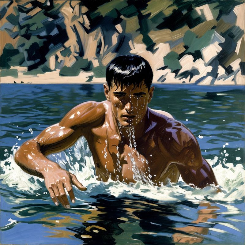 photos-sports-editorial · Norman Rockwell Style — Swimmer