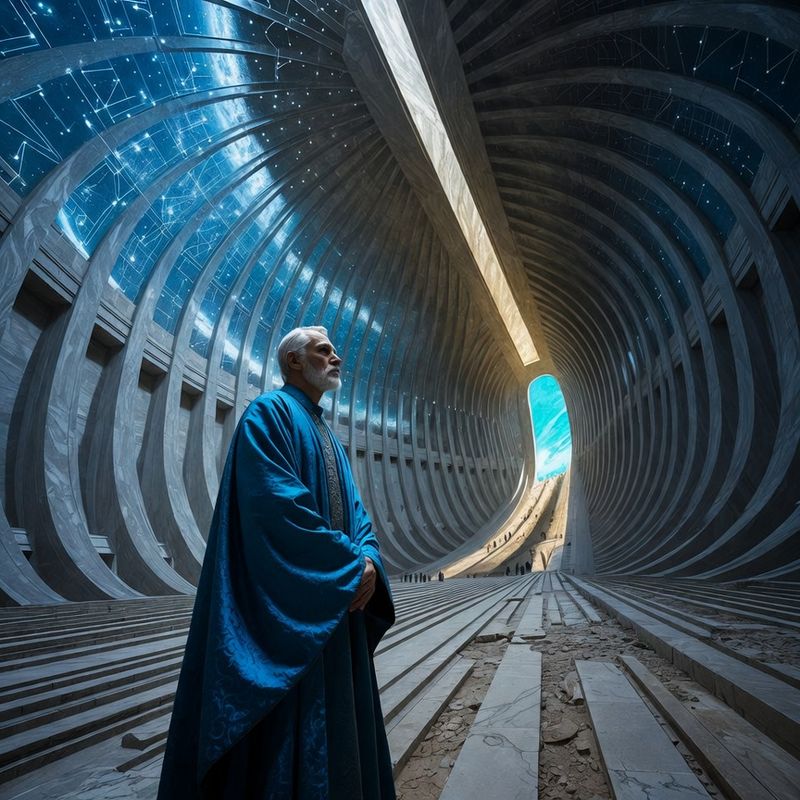 illustrations-fantasy-royalty · Royal Advisor In Magnificent Blue Silk Standing Beneath