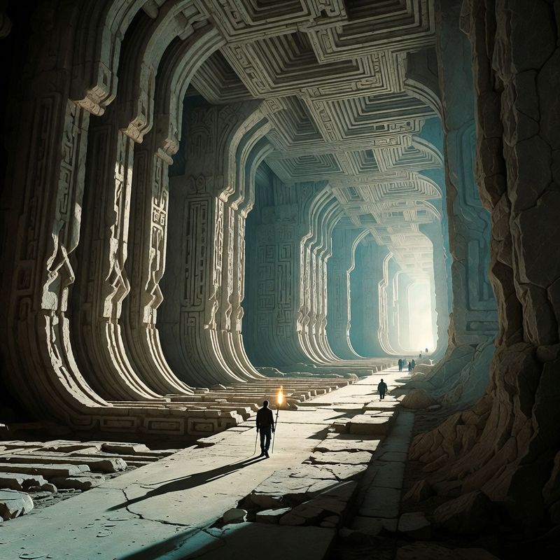 illustrations-landscape · Ancient Labyrinth Beneath A Cursed Kingdom Monumental Corridors