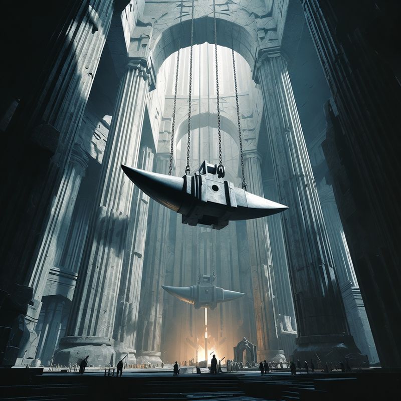 illustrations-fantasy-warriors · Hall Where Titans Forged Legendary Weapons Mountain Sized
