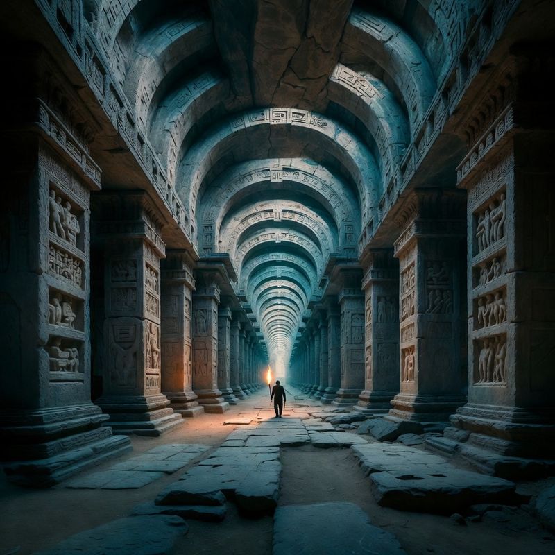 illustrations-landscape · Ancient Labyrinth Beneath A Cursed Kingdom Monumental Corridors