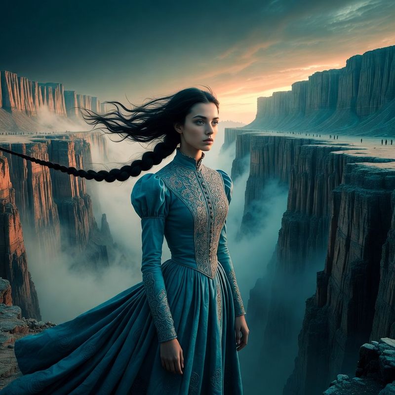 illustrations-fantasy-portraits · A Young Woman With An Impossibly Long Dark