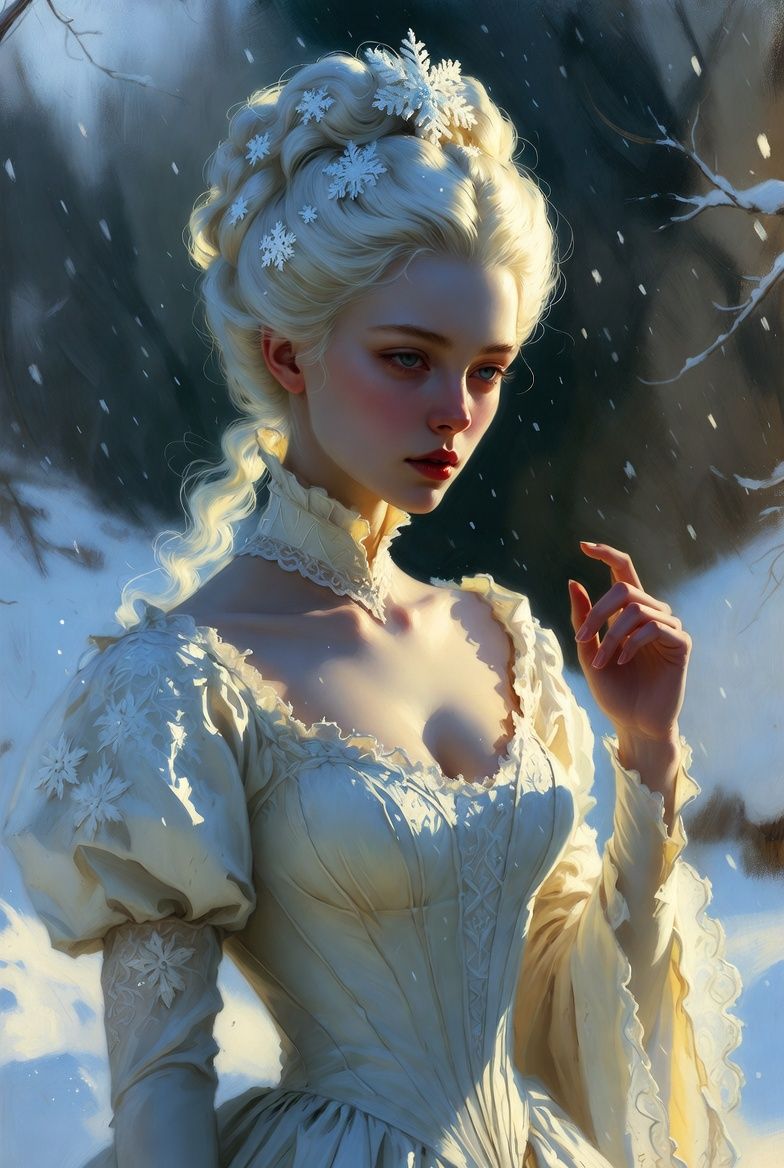 illustrations-fantasy-royalty · white · queen · winter