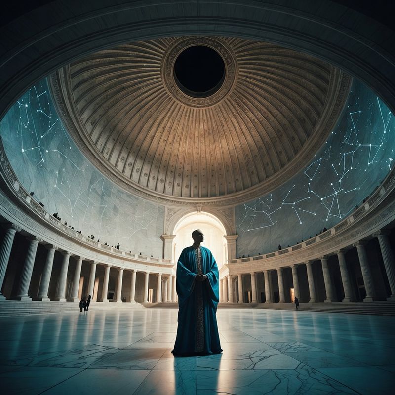 illustrations-fantasy-royalty · Royal Advisor In Magnificent Blue Silk Standing Beneath