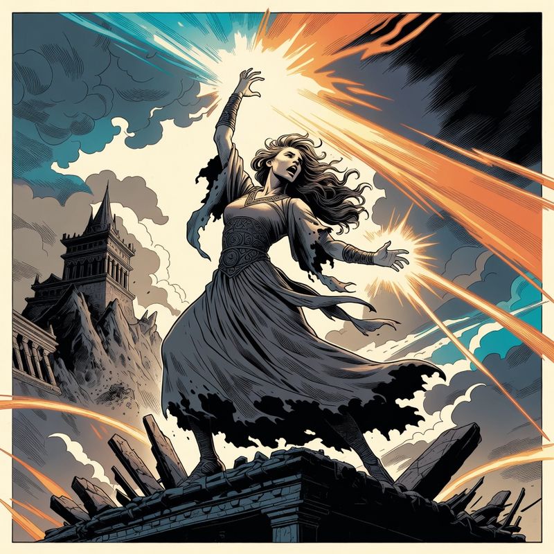 illustrations-fantasy-royalty · A Powerful Young Sorceress Raising Brilliant Streams Of