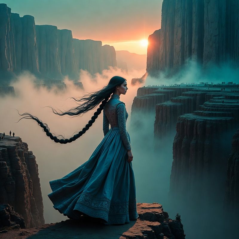 illustrations-fantasy-portraits · A Young Woman With An Impossibly Long Dark