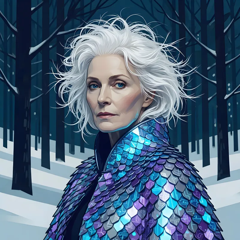 illustrations-fantasy-portraits · Portrait Of Lady Em With Wild White Hair