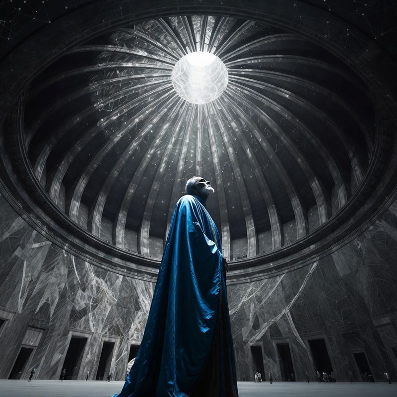 illustrations-fantasy-royalty · Royal Advisor In Magnificent Blue Silk Standing Beneath