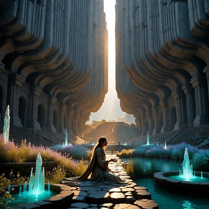 illustrations-fantasy-royalty · Graceful Healer Kneeling Inside An Ancient Sanctuary Filled
