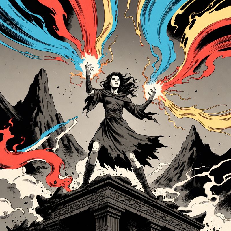 illustrations-fantasy-royalty · A Powerful Young Sorceress Raising Brilliant Streams Of