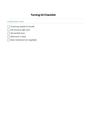 Turning 40 Checklist — Midlife template