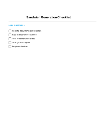 Sandwich Generation Checklist — Midlife checklist template
