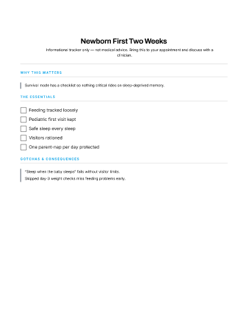 Newborn First Two Weeks — Babies & Toddlers template