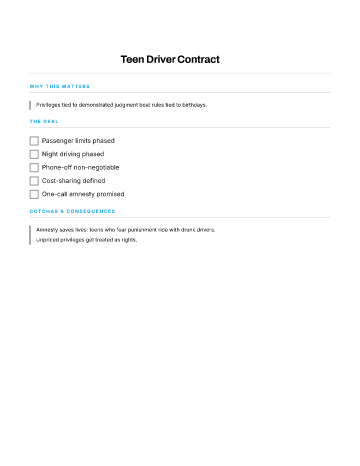Teen Driver Contract — Teens template