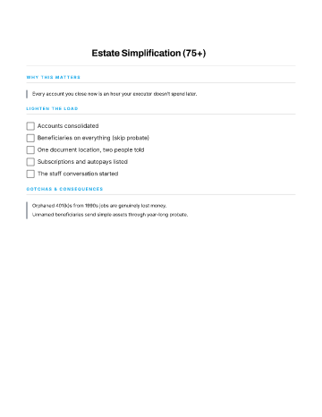 Estate Simplification (75+) — 60s Plus template