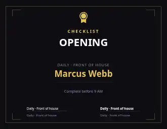 OPENING CHECKLIST — SOPs & Process template