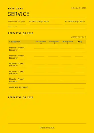 SERVICE MENU — Proposals & Pricing business template