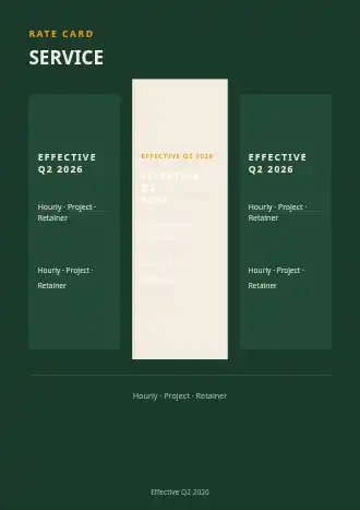 SERVICE MENU — Proposals & Pricing business template